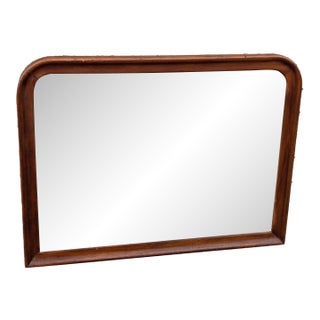 920 Walnut Rectangular Wall Beveled Edge Mirror. For Sale