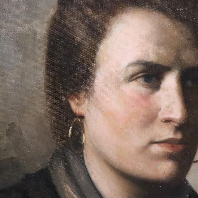 Nazzareno Sidoli, Female Portrait, Oil Painting on Canvas, Early 20th Century, Framed For Sale - Image 11 of 16