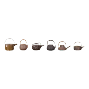 Japanese Meiji Period Late 19th Century Bronze Teapots with Weathered Patina
