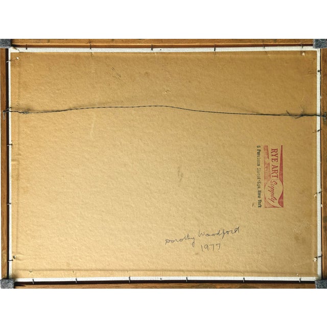 Vintage Folk Art Winter Landscape With Barn and Bare Trees (1977, Oil on Board) For Sale - Image 4 of 4