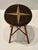 Classic American vintage bamboo stool having original needlepoint seat.
