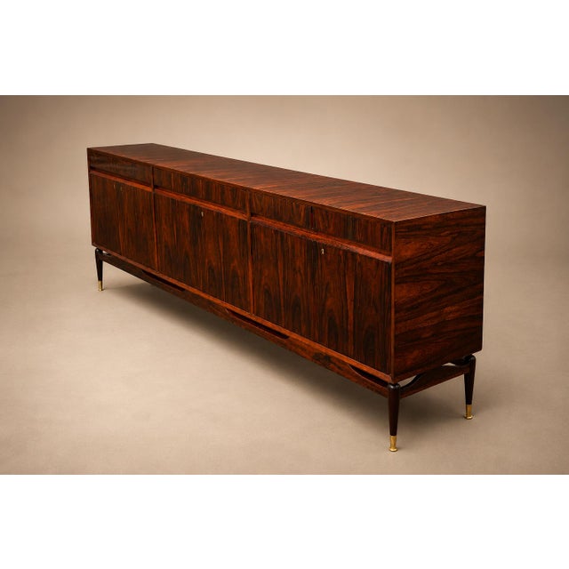 Giuseppe Scapinelli Rosewood Credenza With Brass Sabots, Brazilian Modern, 1950s For Sale - Image 9 of 18
