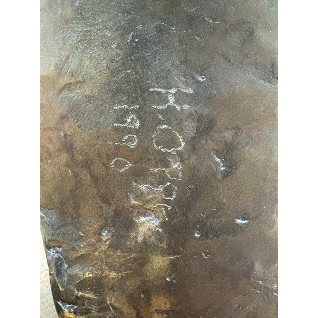 Bronze 1970s Mid-Century Modern Cast Metal Horse Head Sculpture on Walnut Base, Bronze Finish For Sale - Image 8 of 12