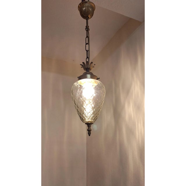 1970s Vintage Ceiling Lamp with Tinted Teardrop-Shaped Glass Shade, 1970s For Sale - Image 5 of 7