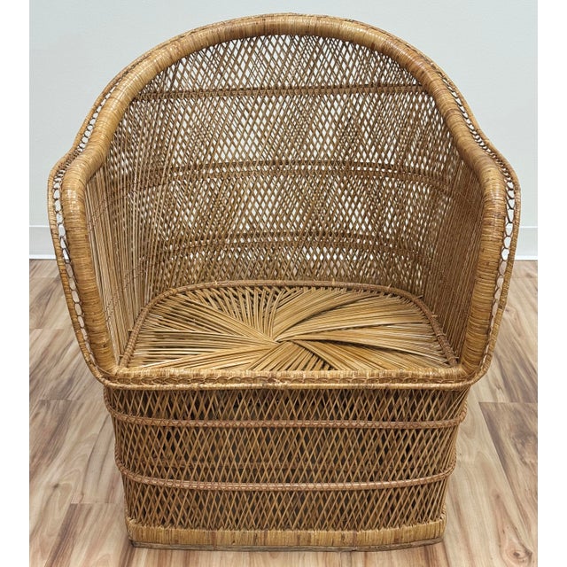 Vintage Woven Wicker Arm Chair For Sale - Image 4 of 10