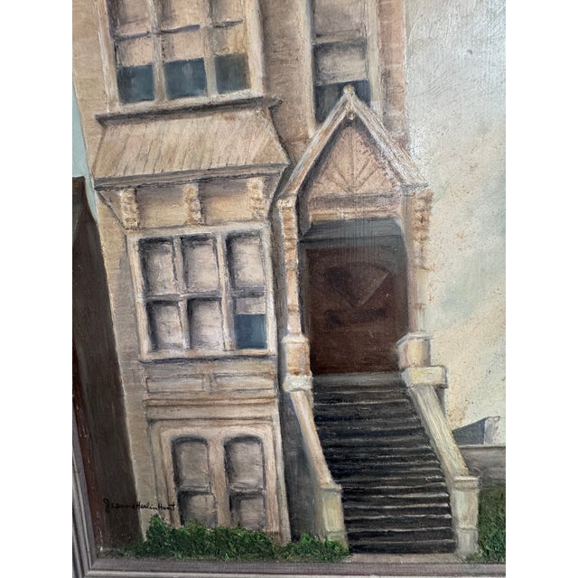 Vintage Signed Oil Painting of a San Francisco–Style Victorian House For Sale - Image 4 of 5