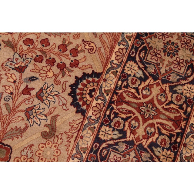 1990s Shabby Chic Floral 1990's Pak-Persian Taupe/Blue Wool Rug - 6'0'' X 9'2'' For Sale - Image 5 of 9