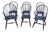 Vintage Set 6 Rustic Black Painted Windsor Chairs For Sale