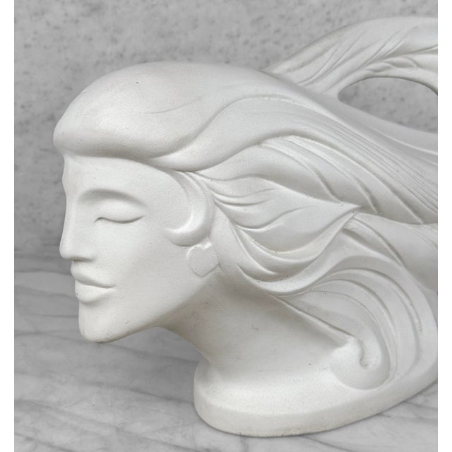 Ceramic Vintage 20" Art Nouveau White Ceramic Women Bust Sculpture by Haeger For Sale - Image 7 of 11
