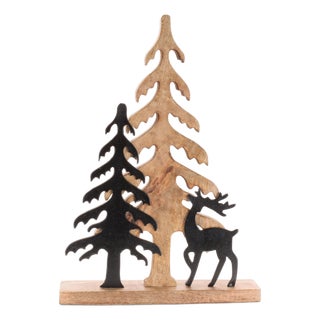 Woodland Deer and Pine Tree Silhouette Décor For Sale