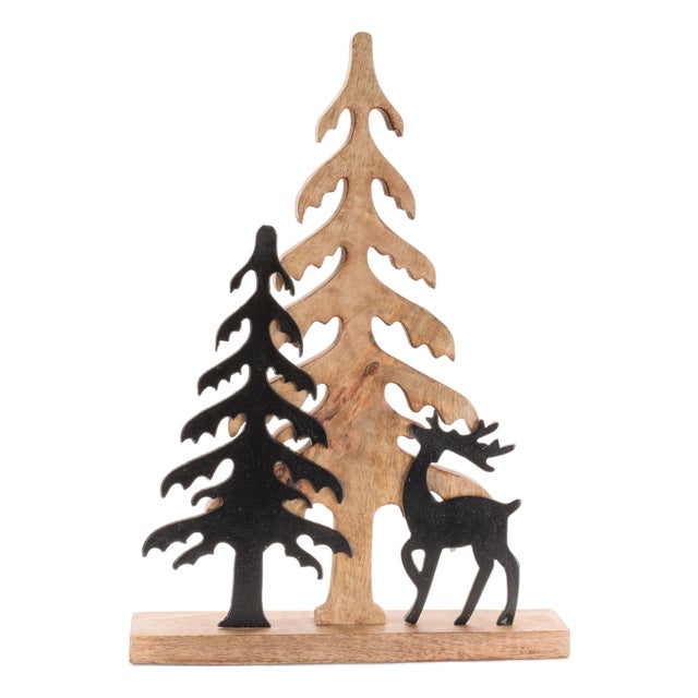 Woodland Deer and Pine Tree Silhouette Décor For Sale