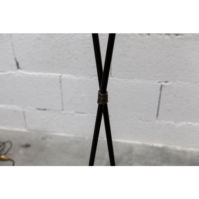 Mid-Century Modern Arlus Floor Lamp with Tripod Base and Ribbed Glass Lamps, 1950 For Sale - Image 3 of 18