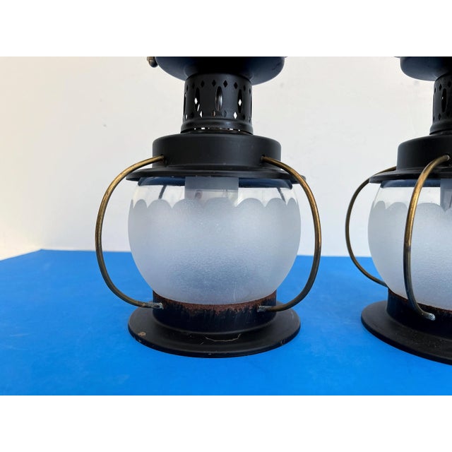 Nautical 1960s Nautical Lantern Lights, Pair For Sale - Image 3 of 16