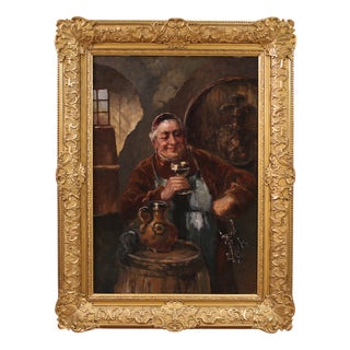 C. Huber, Portrait, 1880, Oil on Board, Framed For Sale