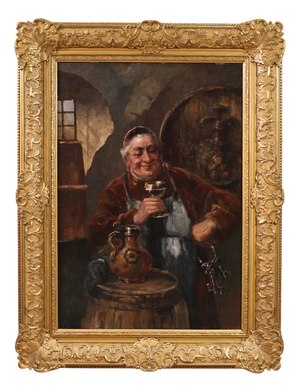 C. Huber, Portrait, 1880, Oil on Board, Framed
