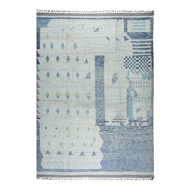 9x13 Gray Hand-Knotted Wool Deconstructed Skyline Tribal Modern Carpet Rug For Sale