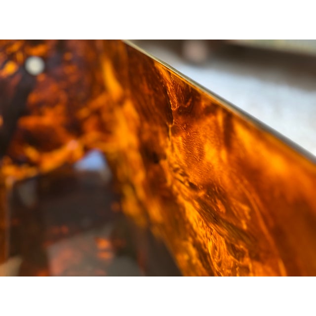 Acrylic Magazine Box with Brass Handle in Faux Tortoiseshell, 1970s For Sale - Image 17 of 18