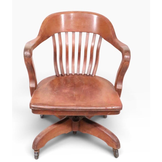 Gunlocke Early 20th Century Bank of England Jury Style Swivel Tilt Desk Chair For Sale - Image 4 of 10