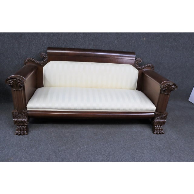American American Classical Empire Acanthus Carved Mahogany Sofa For Sale - Image 3 of 11