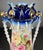 Very fine, detailed porcelain vase unmarked from Germany. White and cobalt blue with a luster finish, floral decor, and...