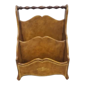 Maitland Smith Neoclassical Brown Leather Upholstered Magazine or Letter Stand