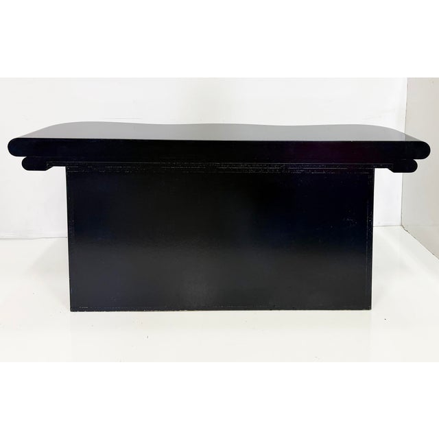 1990s 1990s Substantial Curved Italian Console Table, Newly Refinished Dark Navy Blue For Sale - Image 5 of 5