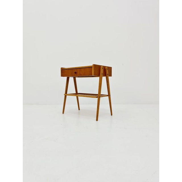 Midcentury Danish Nightstand in Rattan and Teak For Sale - Image 10 of 10