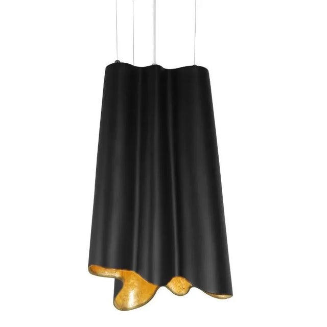 Contemporary Lunar Suspension Pendant, Tall in Black & Gold For Sale - Image 3 of 3