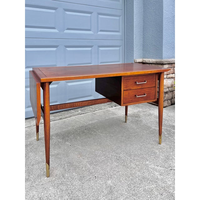 Mid-Century Modern Mid Century Modern Extendable Writing Desk With Drop-Hinge Leaf | by Lane Furniture For Sale - Image 3 of 18