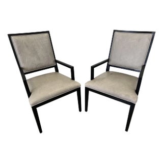 Restoration Hardware French Contemporary Leather Armchairs - Set of 2 For Sale