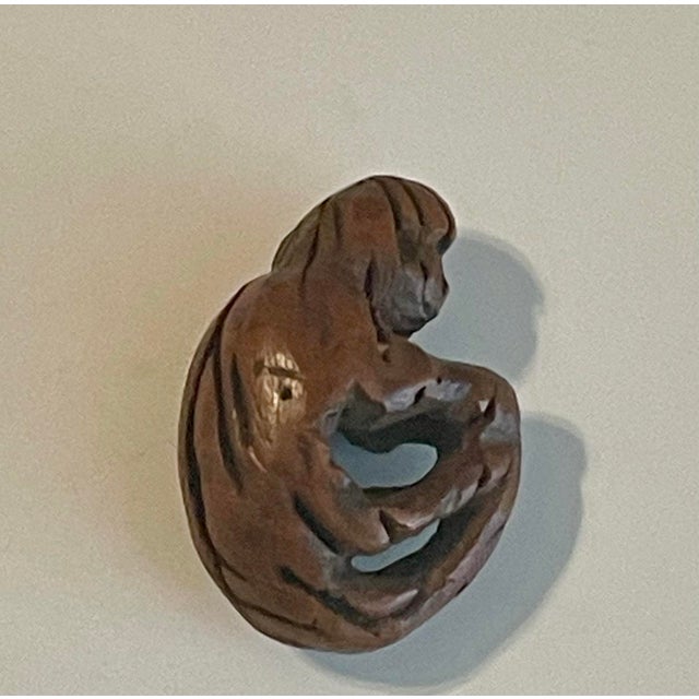 American Antique Folk Art Monkey Seed Carving For Sale - Image 3 of 8