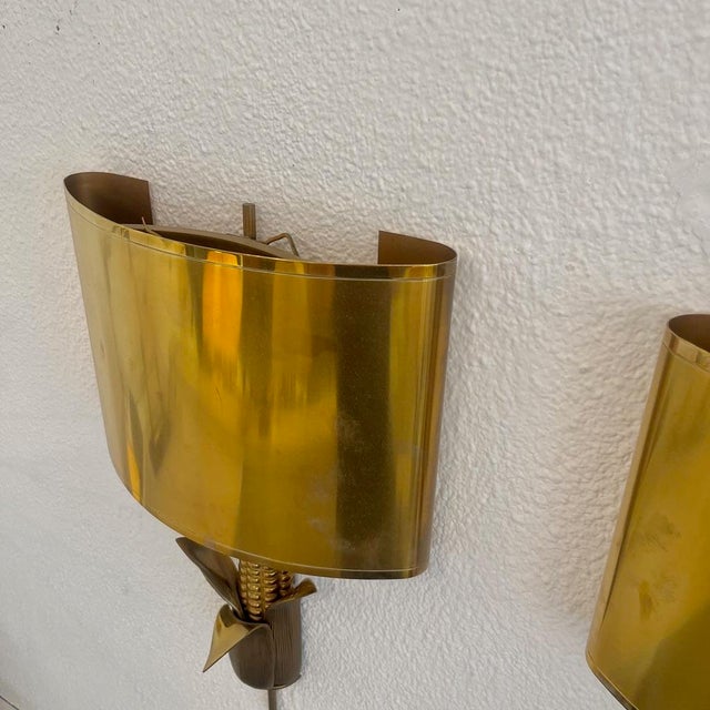 1970s Neoclassical Brass and Bronze Wall Sconces from Maison Charles, 1970s, Set of 2 For Sale - Image 5 of 13