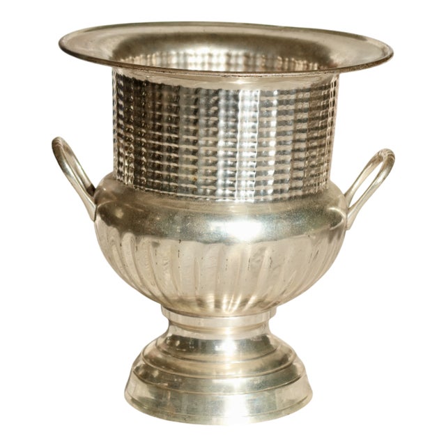 Antique Silver-Plated Metal Champagne Bucket with Handles, 1960s For Sale