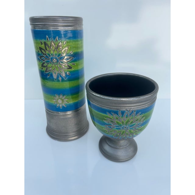 Metal Vintage Bitossi for Rosenthal Netter Pair of Complimentary Vases For Sale - Image 7 of 9