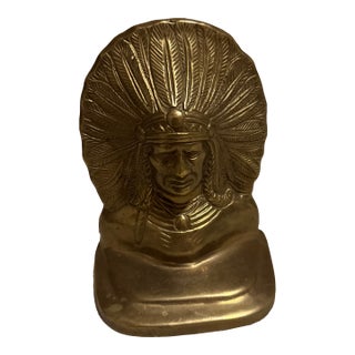 Native American Brass Bookend For Sale