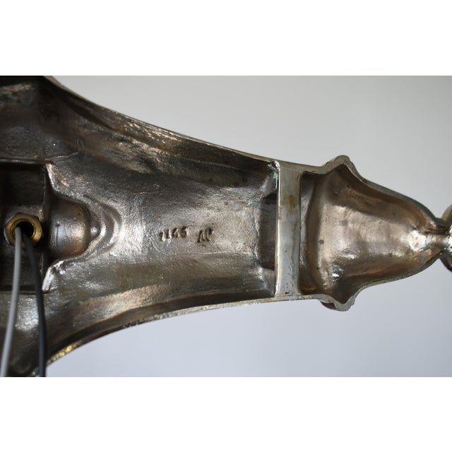 Silver 1930s French Art Deco Petitot & Ezan Nickeled Bronze Floral Frosted Glass Wall Sconces - A Pair For Sale - Image 8 of 12