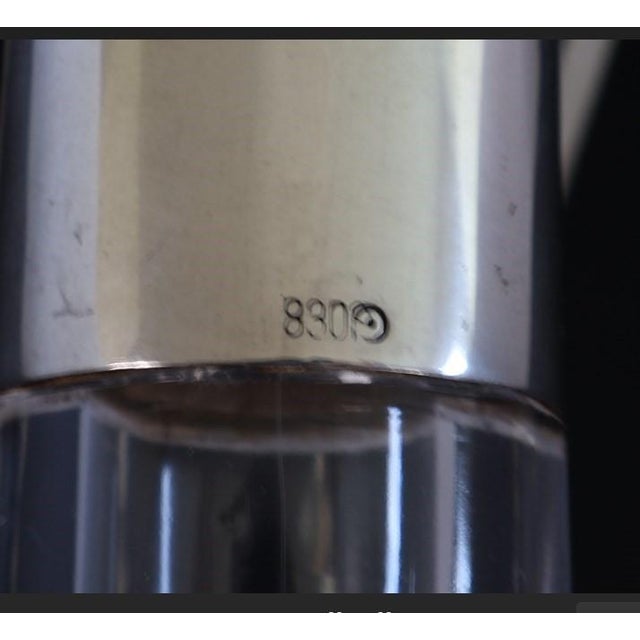 Early 20th Century Antique European Cut Crystal Decanters With 880 Silver Collars - a Pair For Sale - Image 5 of 8