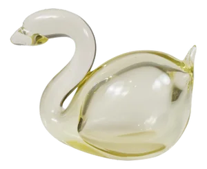 Vintage Hand Blown Swan Bird Model Figurine