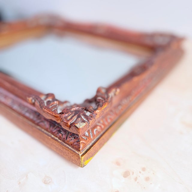Wood Vintage Carved Wood Mirror, Rococo-Style, Hand-Finished Gilt Frame, Beveled Glass For Sale - Image 7 of 11