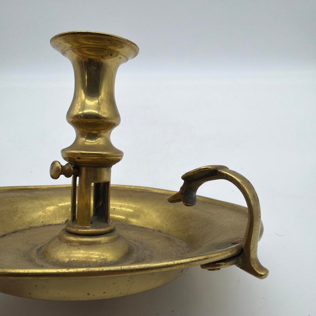 Brass Antique Brass Push-Up Chamberstick, Probably English, Early to Mid 19th Century For Sale - Image 8 of 11