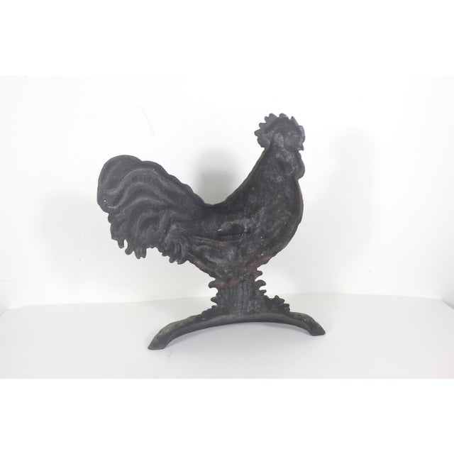 Vintage Large 12” Cast Iron Rooster Door Stop Jamb, Stopper, Patina, French Country Style Farmhouse For Sale - Image 10 of 10