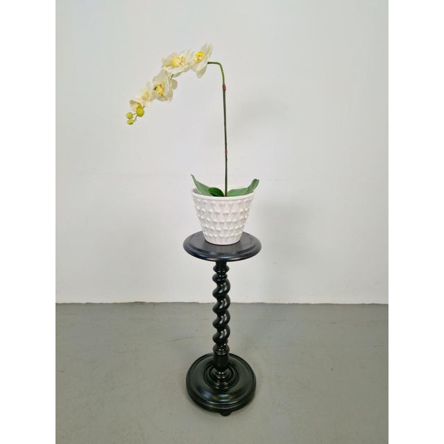 Hand Carved Wood Barley Twist Side Table Pedestal Plant Stand Measurements Height: 60 cm Diameter: 26 cm
