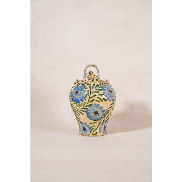 Vintage Double Spout Ceramic Jug With Hand Painted Florals