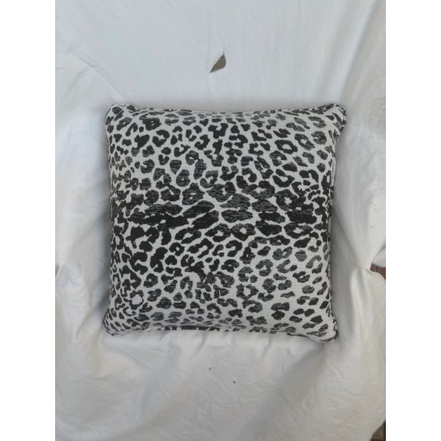 Black Sunbrella Snow Leopard Outdoor Pillow For Sale - Image 8 of 8