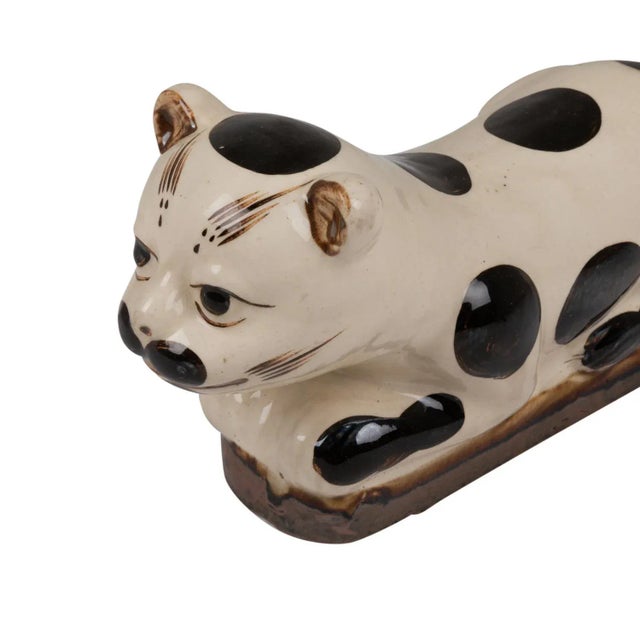 Cat in Black and White Ceramic, 1900s For Sale - Image 4 of 8