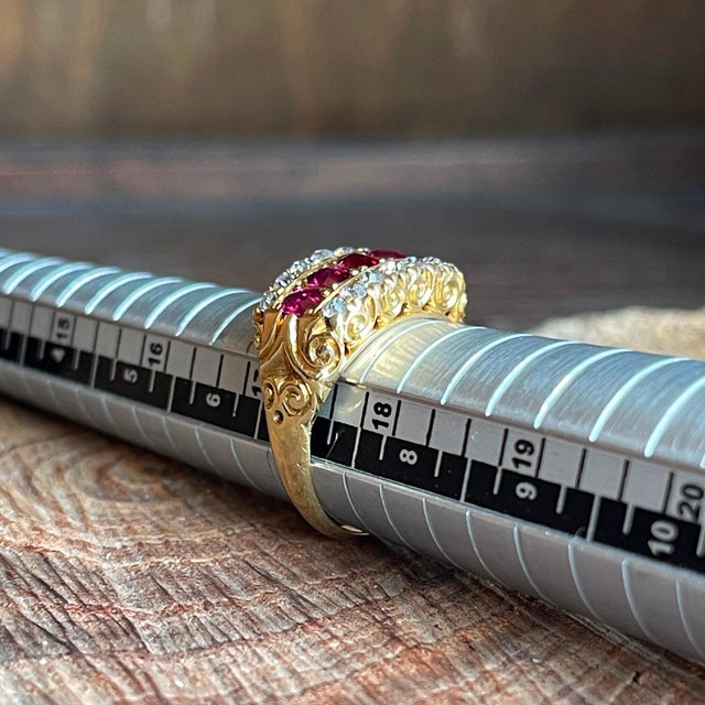 Early 20th Century Edwardian Ruby and Diamond Ring in 18k Gold Size 7.5 For Sale - Image 10 of 11