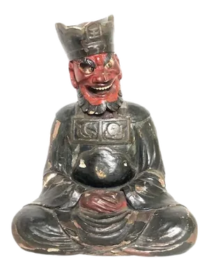 Mid 19th Century King Enma Carved Oriental Figure