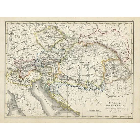 Antique Map of Austria, 1852 For Sale