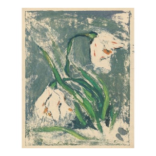 Vintage Abstract Floral Art Print by Zolo Palugyay, Spring Flowers - 16" X 20" For Sale