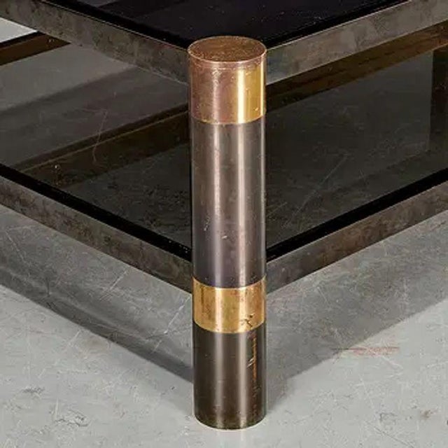 Mid-Century Modern Signed Mid Century Modern Karl Springer Steel and Brass Coffee Table For Sale - Image 3 of 5